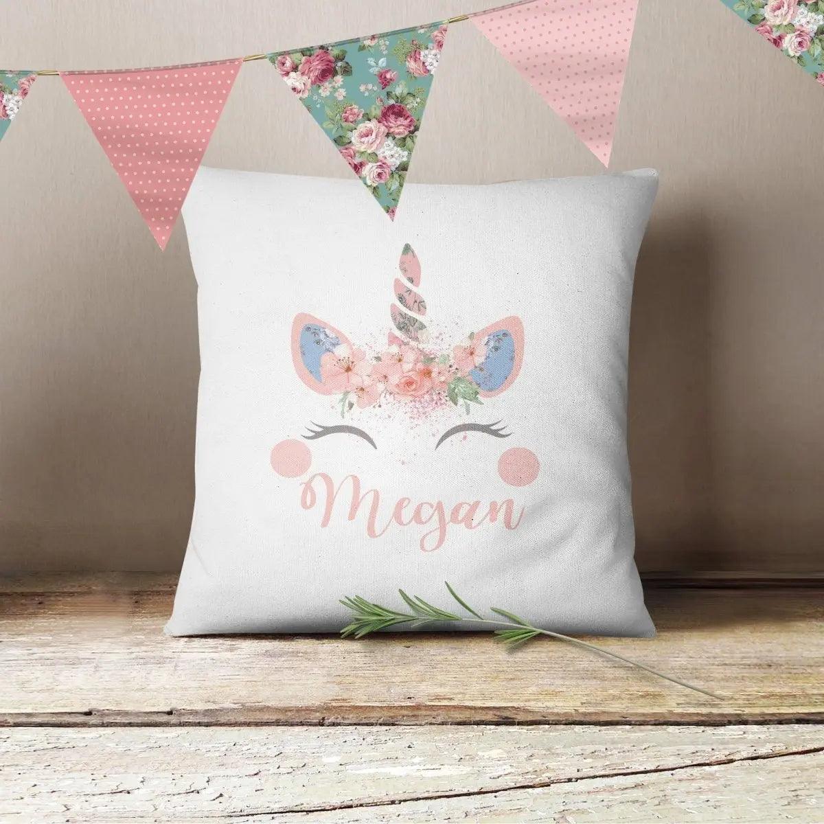 Personalised Unicorn Cushion, Unicorn Face, Unicorn Gift, Unicorn Decor, Unicorn Cushion, Girls Decoration, Bedroom Cushion, Kids - Amy Lucy
