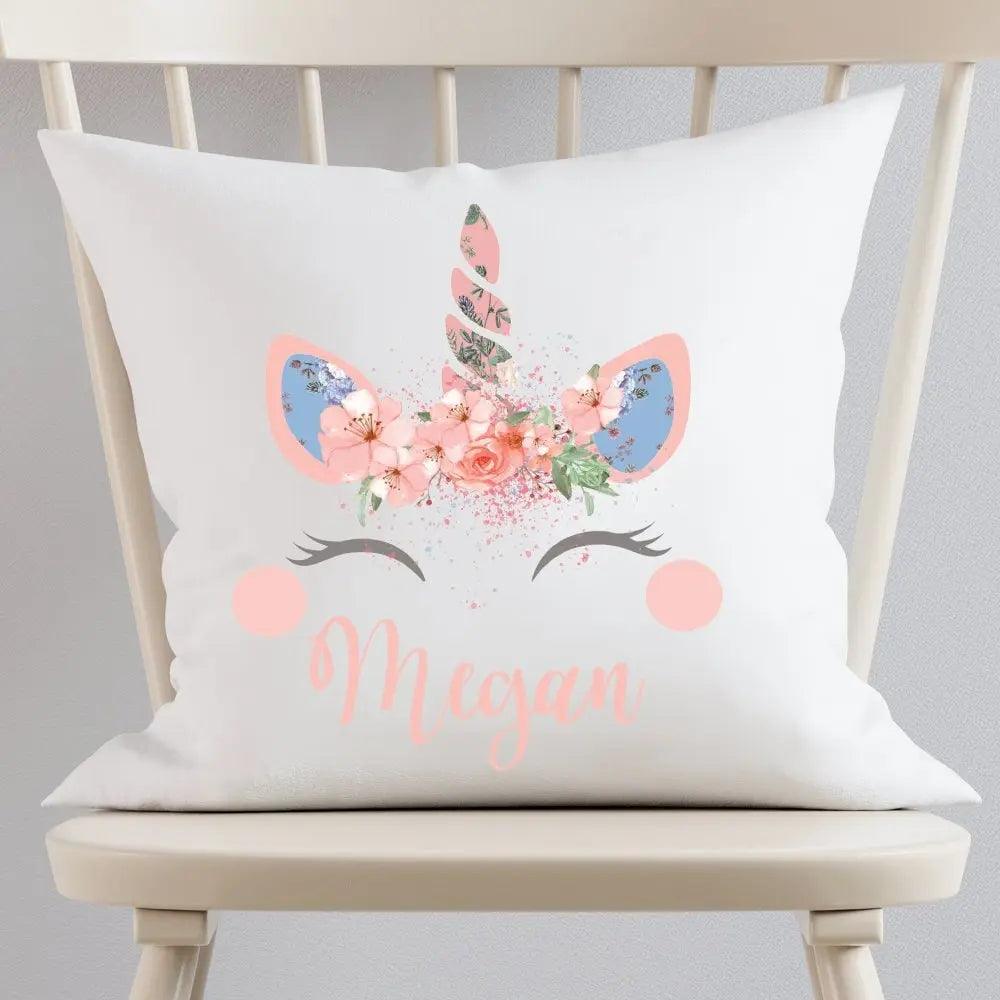 Personalised Unicorn Cushion, Unicorn Face, Unicorn Gift, Unicorn Decor, Unicorn Cushion, Girls Decoration, Bedroom Cushion, Kids - Amy Lucy