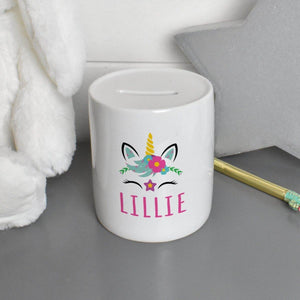 Personalised Unicorn Money Box, Personalised Piggy Bank, Child's Toy Fund, Unicorn Bedroom Decor, Girls Money Box, Child's Piggy Bank, - Amy Lucy