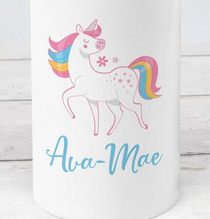 Personalised Unicorn Water Bottle, Unicorn School Bottle, Kids Unicorn Drink Bottle, Girls School Flask, Kids Children Student Drinks Cup, - Amy Lucy