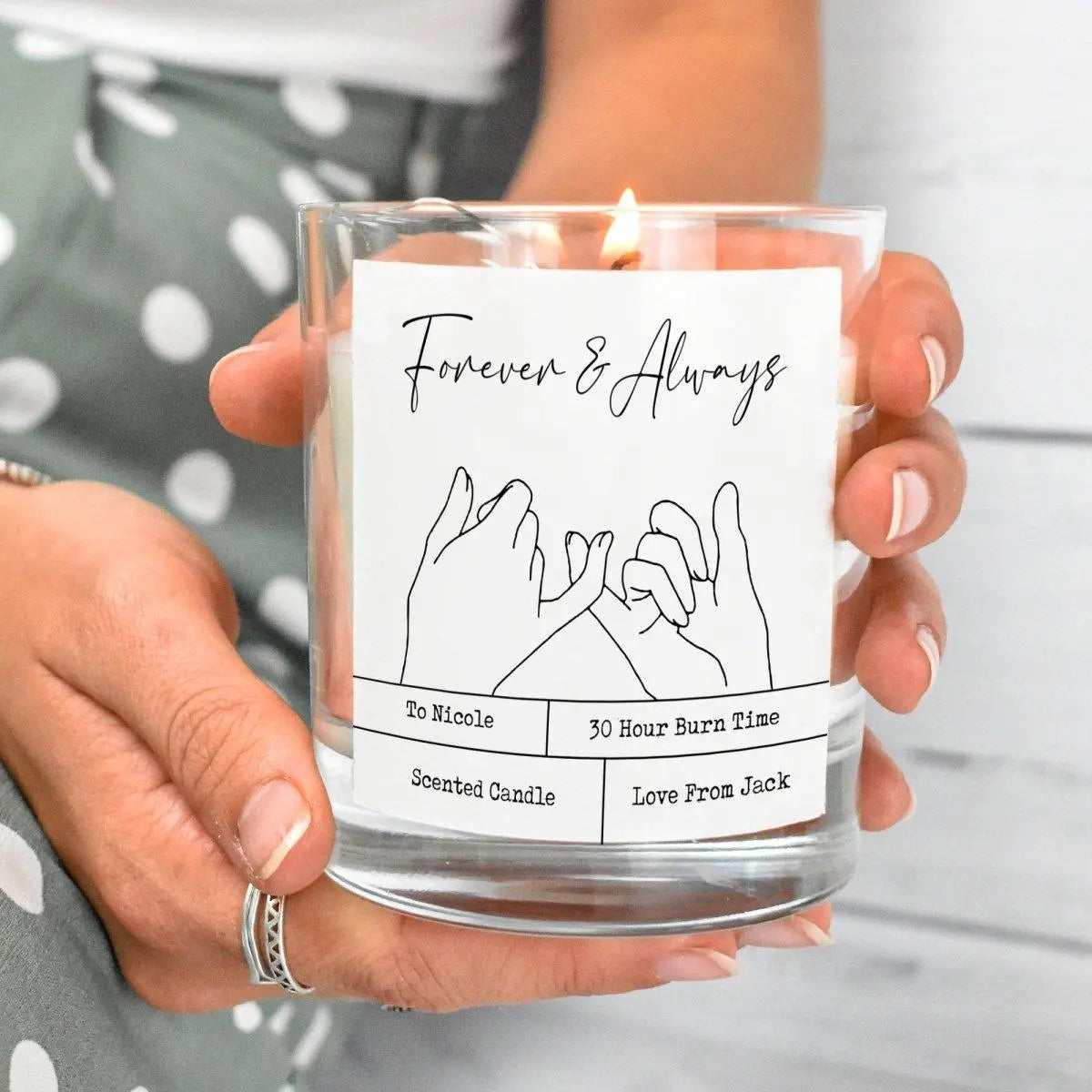 Personalised Valentines Candle, Forever and Always Gift, Valentine's Gift, Couple's Candle, Girlfriend Valentines, Boyfriend Valentines - Amy Lucy