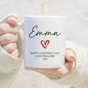 Personalised Valentines Day Mug, Custom Valentines Gift, Heart Mug, Valentines Gift for Her, Valentines Gift Boyfriend, Galentine's Gift - Amy Lucy