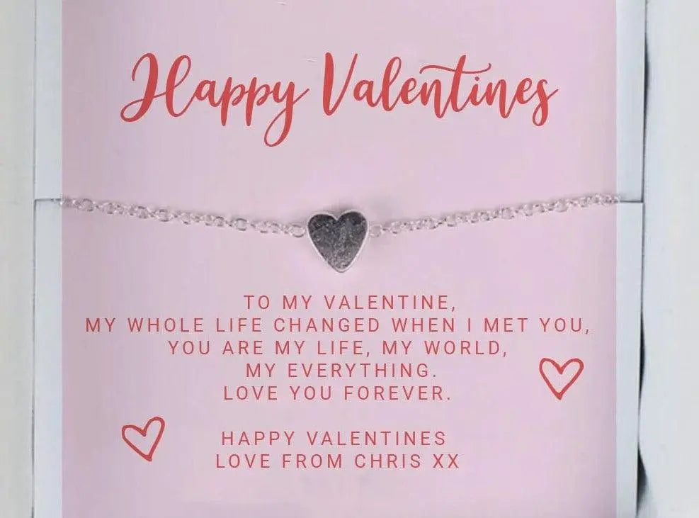Personalised Valentines Necklace, Happy Valentines Jewellery, Girlfriend Valentines Gift, Galantines day Necklace, Girlfriend Gift with Poem - Amy Lucy