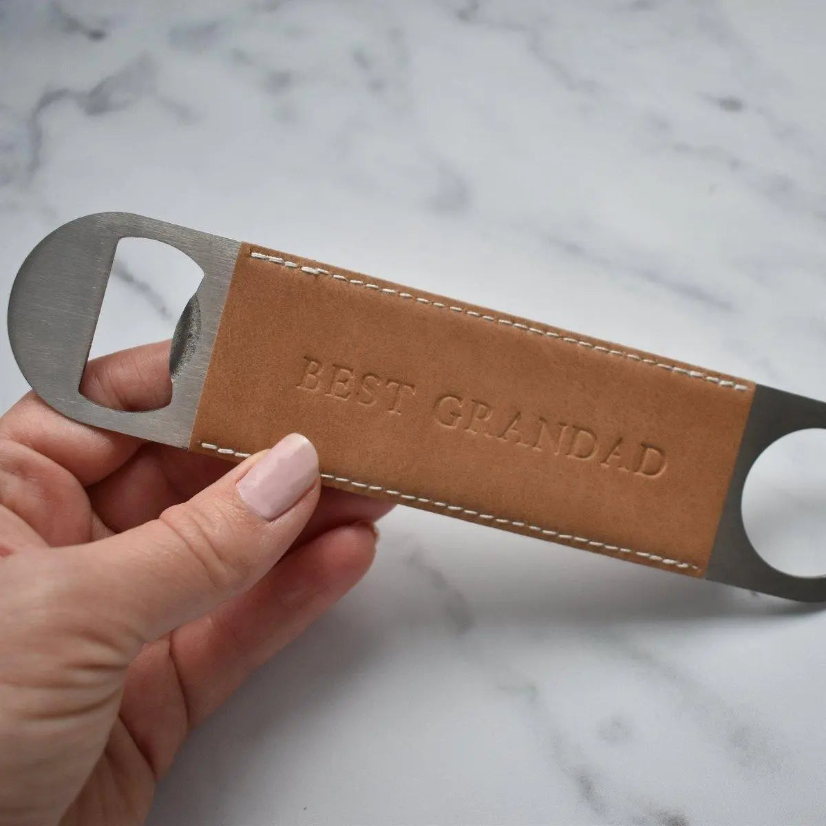 Personalised Vegan Leather Bar Blade, Personalised Bottle Opener, Debossed Bar Blade, Father's Day Gift, Drinking Gift, Dad Bar Gift, Him - Amy Lucy