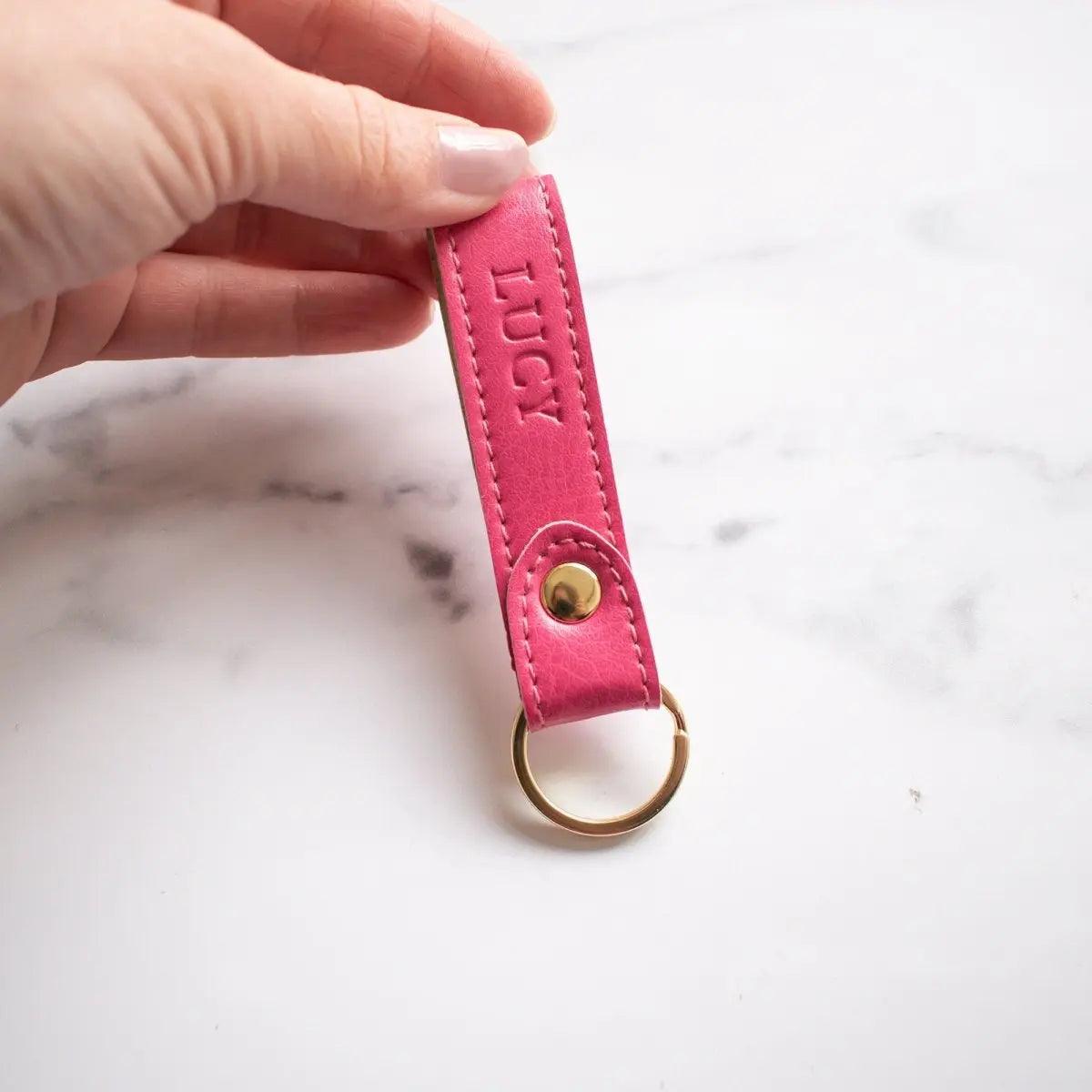 Personalised Vegan Leather Keychain, Personalised Key Fob, Embossed Keyring, Father's Day Gift, Monogram Gift, New Home Gift, New Car, Dad - Amy Lucy