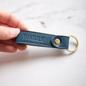 Personalised Vegan Leather Keychain, Personalised Key Fob, Embossed Keyring, Father's Day Gift, Monogram Gift, New Home Gift, New Car, Dad - Amy Lucy