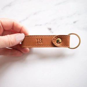 Personalised Vegan Leather Keychain, Personalised Key Fob, Embossed Keyring, Father's Day Gift, Monogram Gift, New Home Gift, New Car, Dad - Amy Lucy