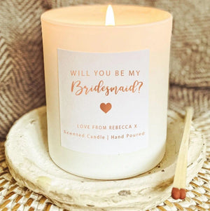 Personalised Will you be my Bridesmaid Candle, Bridesmaid Proposal Gift, Custom Candle, Bridesmaid Favour, Hen Party Candle, Personalised - Amy Lucy