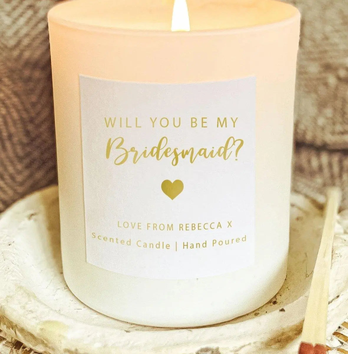 Personalised Will you be my Bridesmaid Candle, Bridesmaid Proposal Gift, Custom Candle, Bridesmaid Favour, Hen Party Candle, Personalised - Amy Lucy