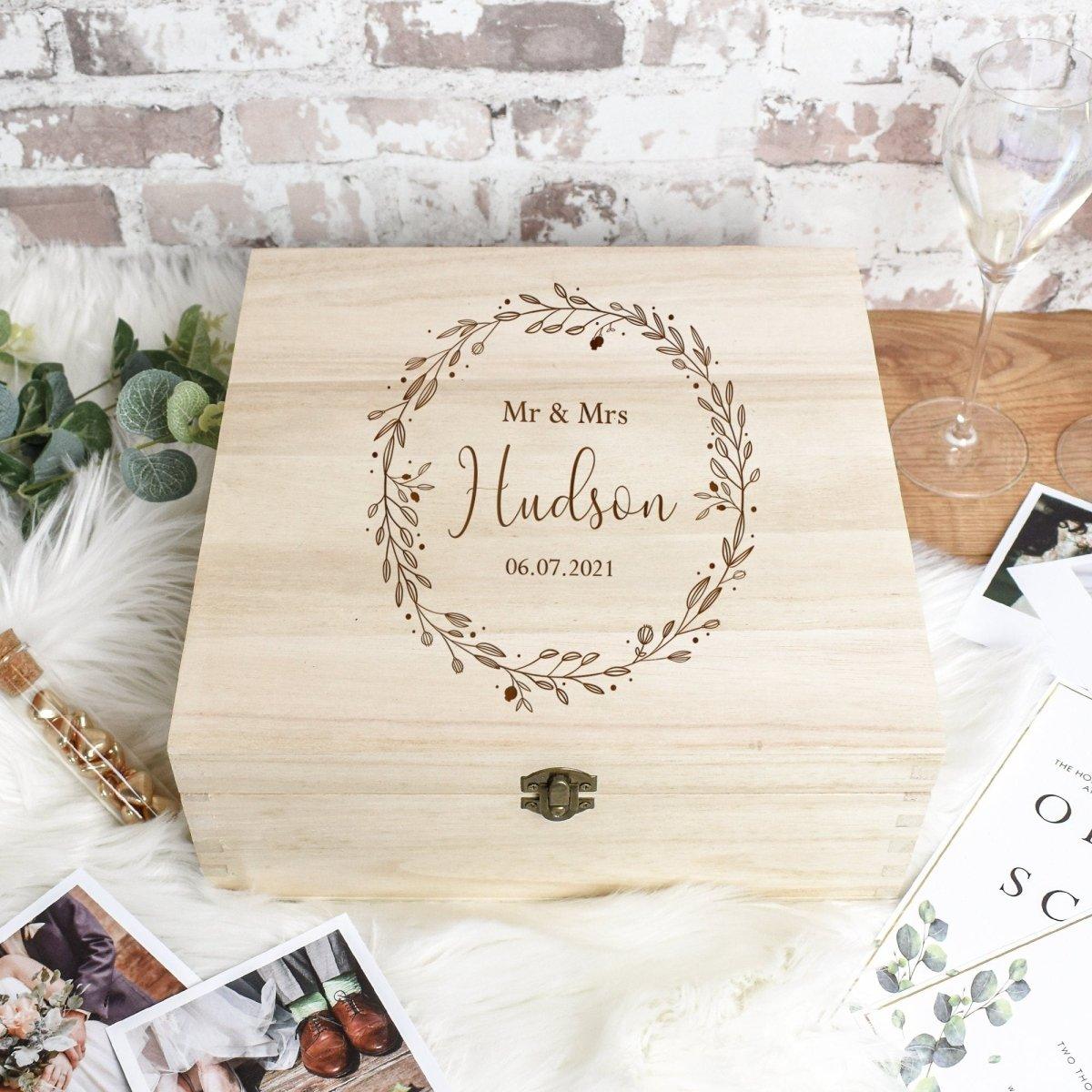 Personalised Wedding Keepsake Memory Box – Eucalyptus Design (UKGiftstoreonline UV-124)