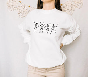Skeleton Jumper, Dancing Skeleton Sweater, Ladies Gothic Jumper, Women's Skeleton Jumper, Halloween White Sweater, Gothic Sweater, Girls - Amy Lucy