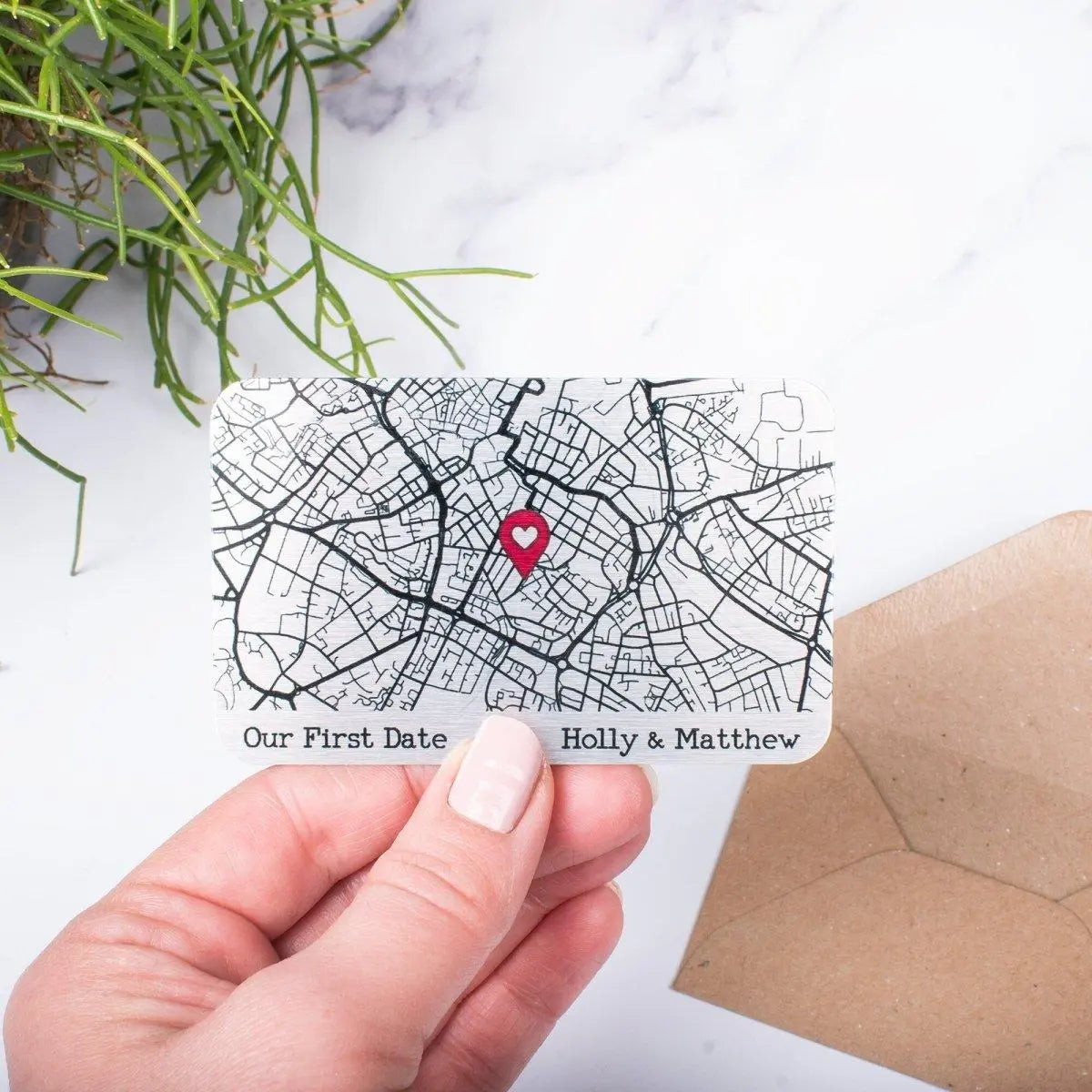 Where We Met Wallet Card, Personalised Couple's Map, Valentine's Gift, Custom Anniversary Gift, Keepsake For Him, Metal Map Wallet Insert - Amy Lucy
