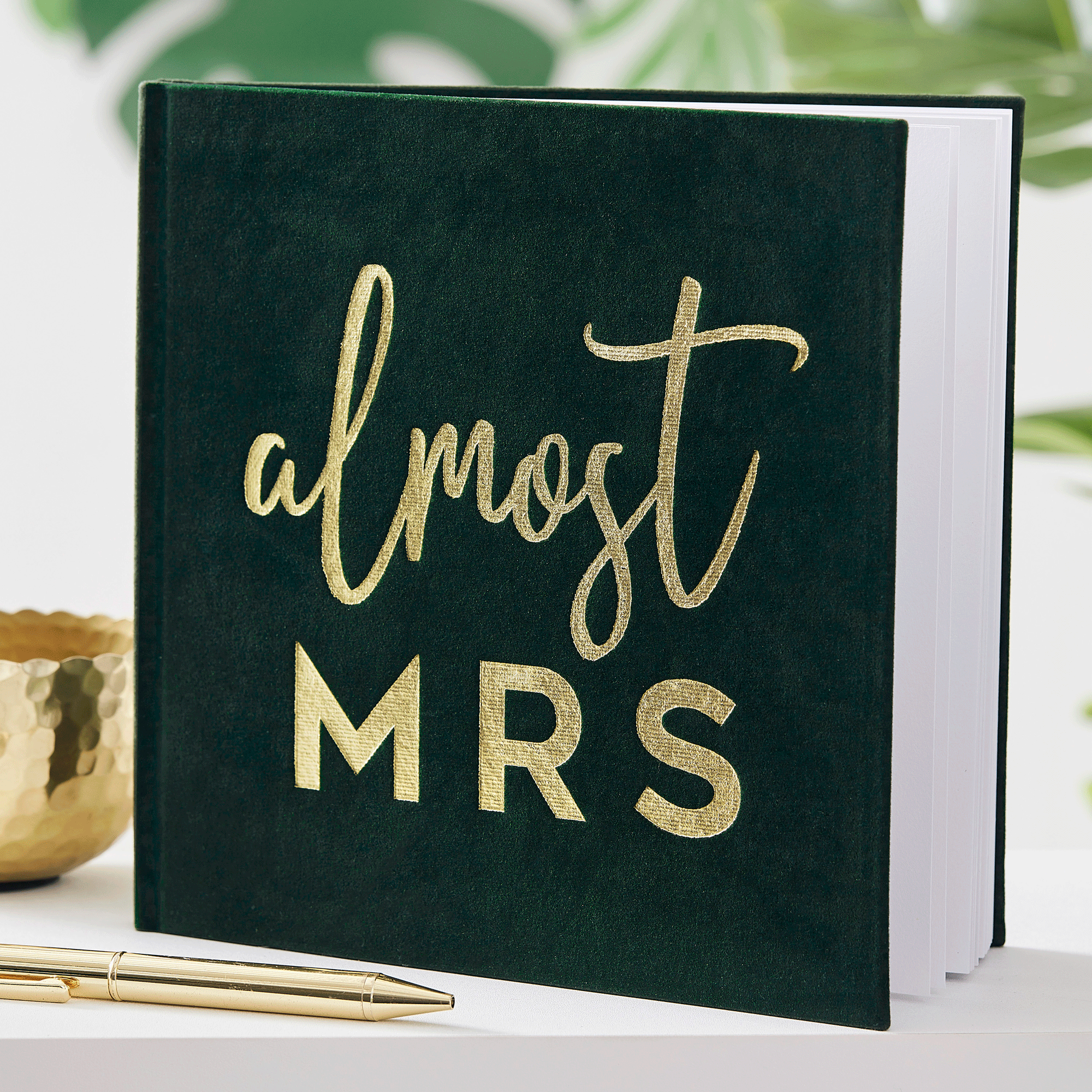 Green Velvet Almost Mrs Hen Party Guest Book