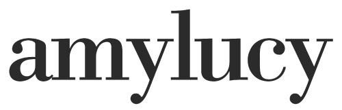 Black 'amylucy' logo on a white background