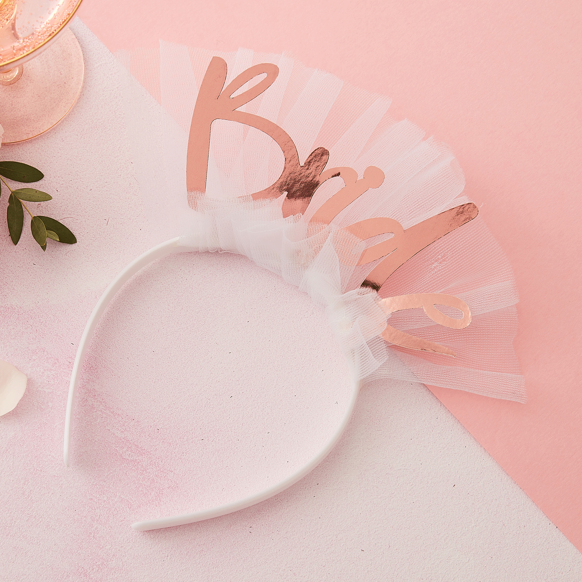 Rose Gold Bride to Be Headband with Veil