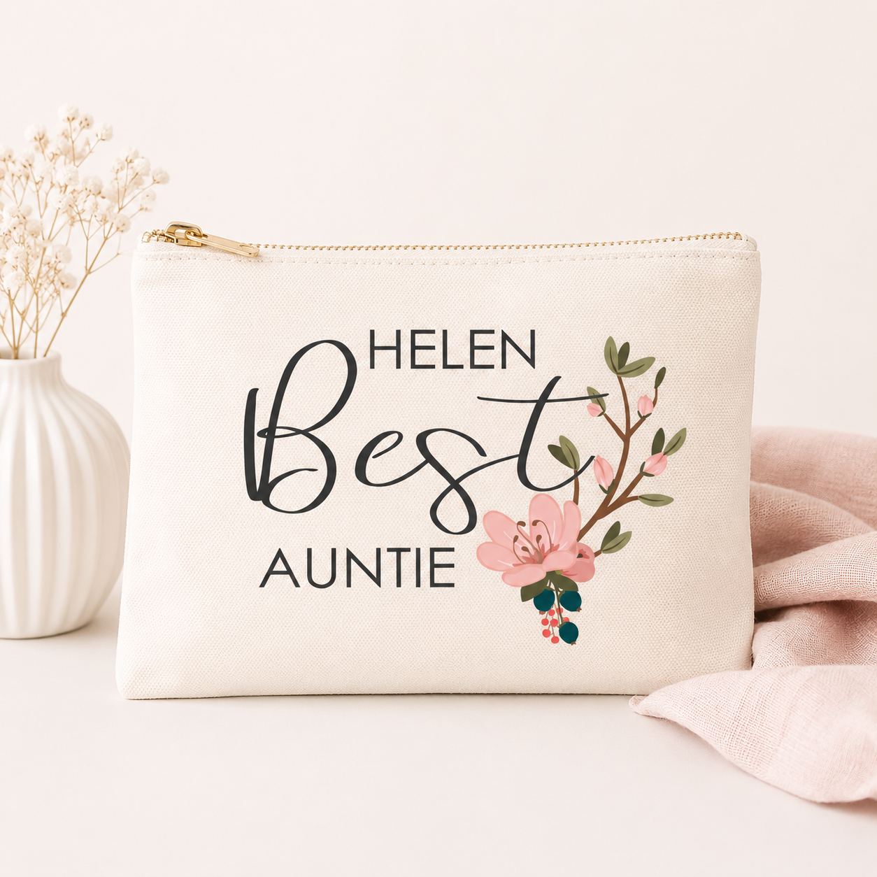 Personalised Best Auntie Makeup Bag, Best Auntie Gift, Bag and Purses, Aunty Thank You Gift, Cosmetic Bag, Auntie Gifts, Toiletry Bags,