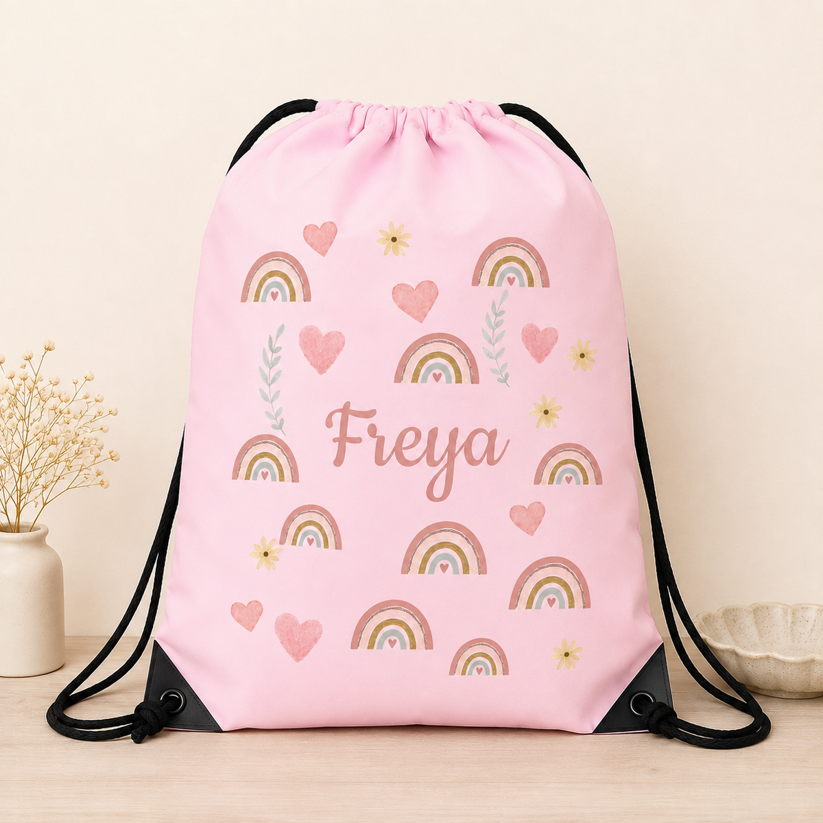 Personalised Gym Bag Kids, Girls Rainbow Gym Bag, Girls Drawstring Bag, School Bag, Rainbow School PE Bag, Rainbow Pump Bag, Nursery Bag