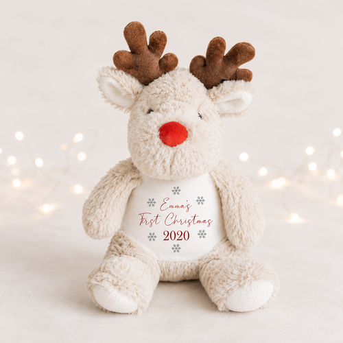 Personalised First Christmas Teddy, Baby 1st Christmas Gift, Reindeer Soft Toy, Penguin Teddy, Custom Cuddly Toy, Baby Stocking Fillers