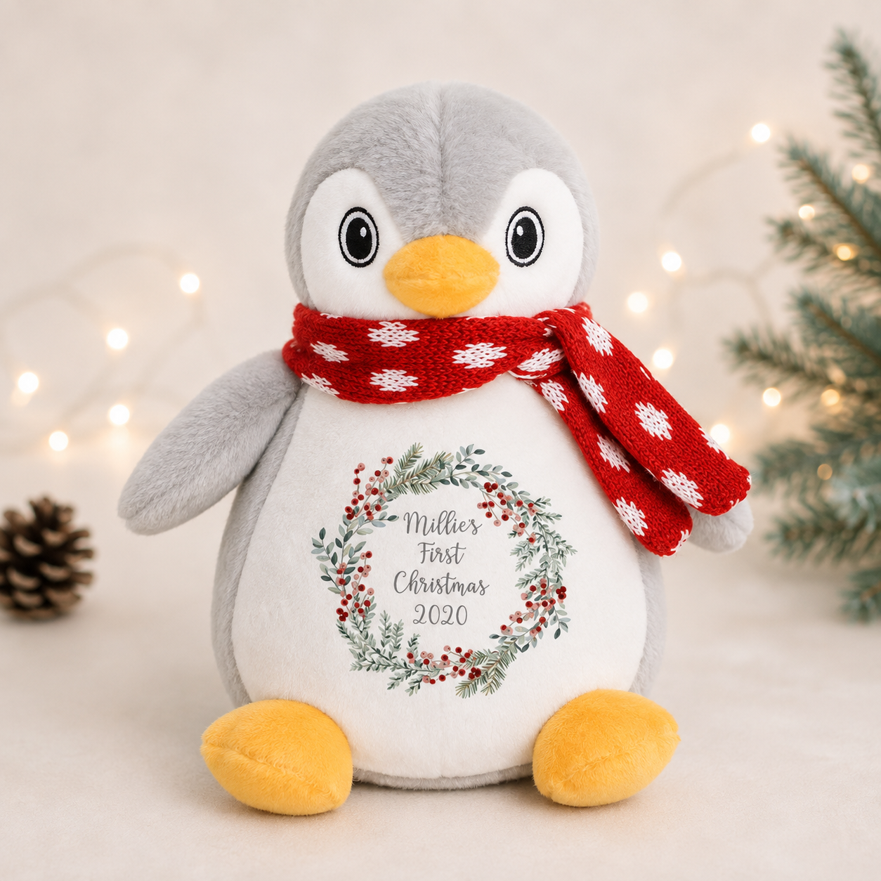 Personalised First Christmas Teddy, Baby 1st Christmas Gift, Reindeer Teddy, Penguin Soft Toy, Custom Cuddly Toy, Baby Stocking Fillers