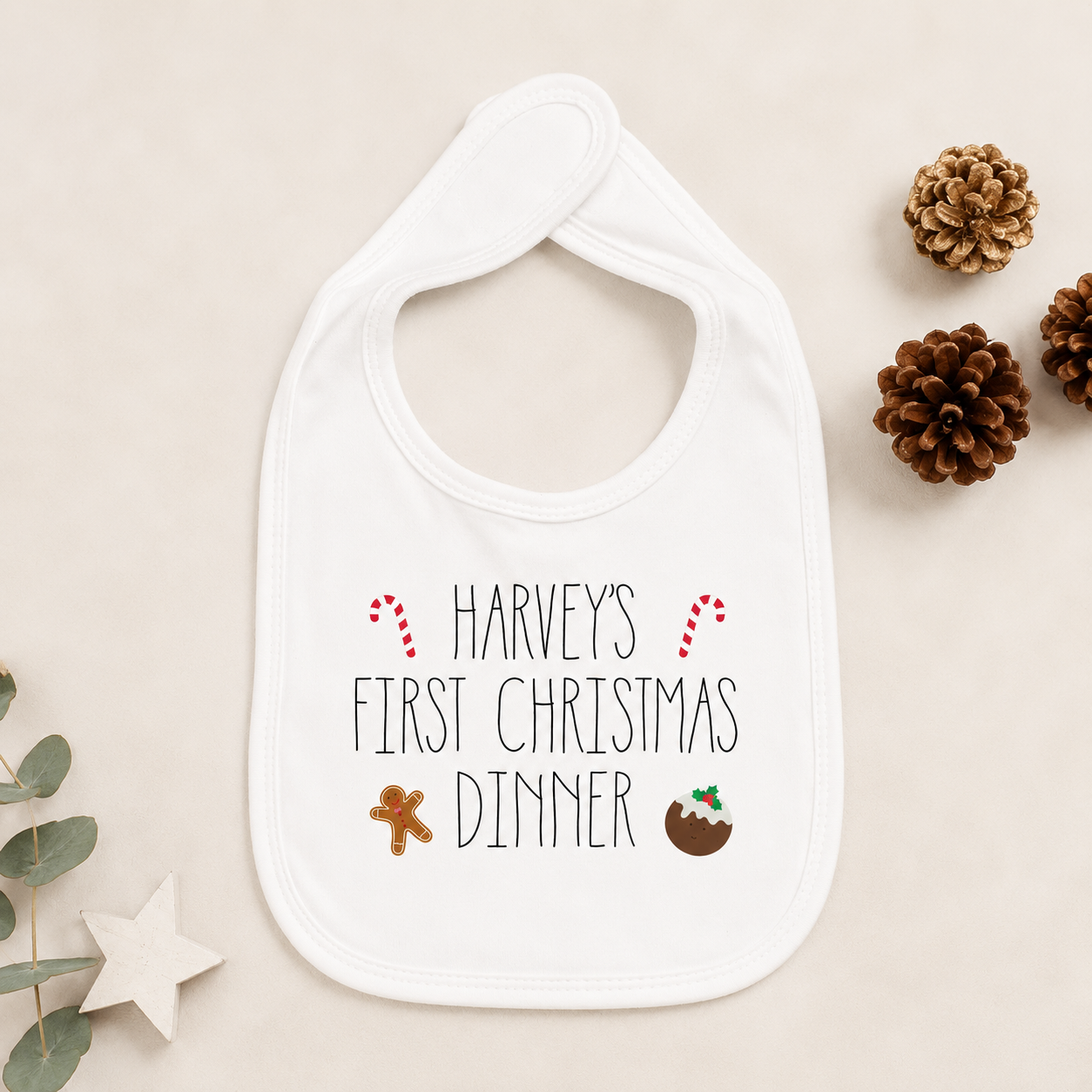 Personalised First Christmas Dinner Bib, Christmas Dinner Bib, Personalised Christmas Bib, First Christmas Gifts, New Baby Christmas Gifts