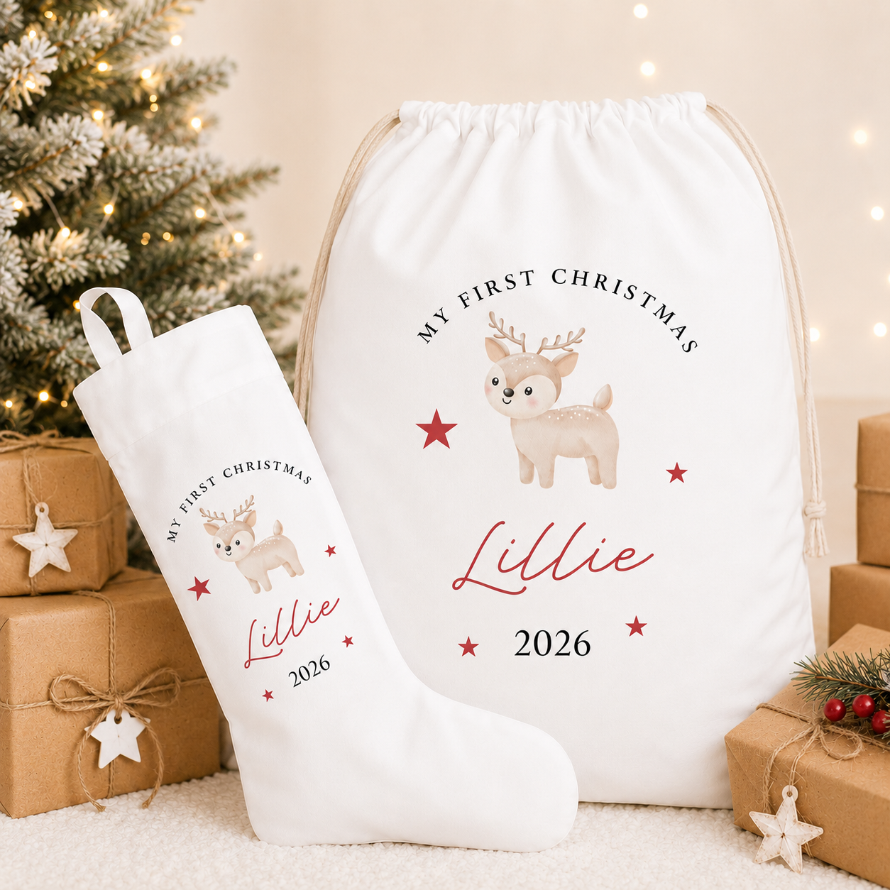 Personalised Baby's First Christmas Sack or Stocking