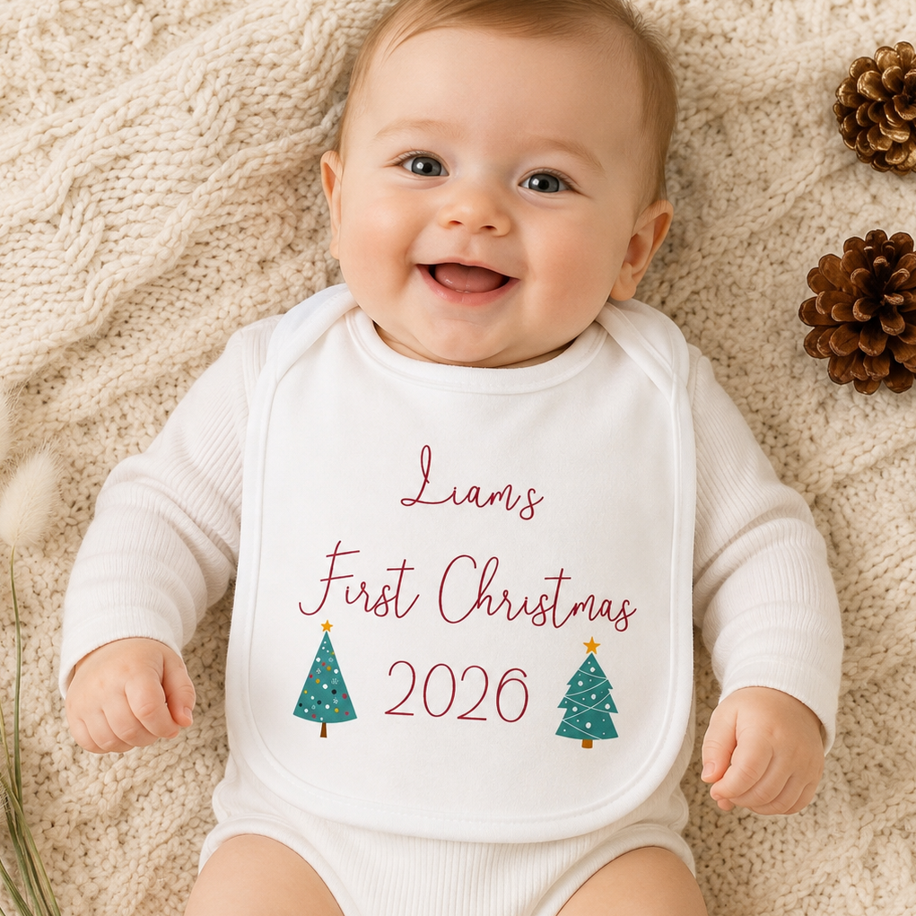 Personalised First Christmas Bib, Christmas Dinner Bib, Personalised Christmas Bib, First Christmas Gifts, New Baby Christmas Gifts, 1 Xmas