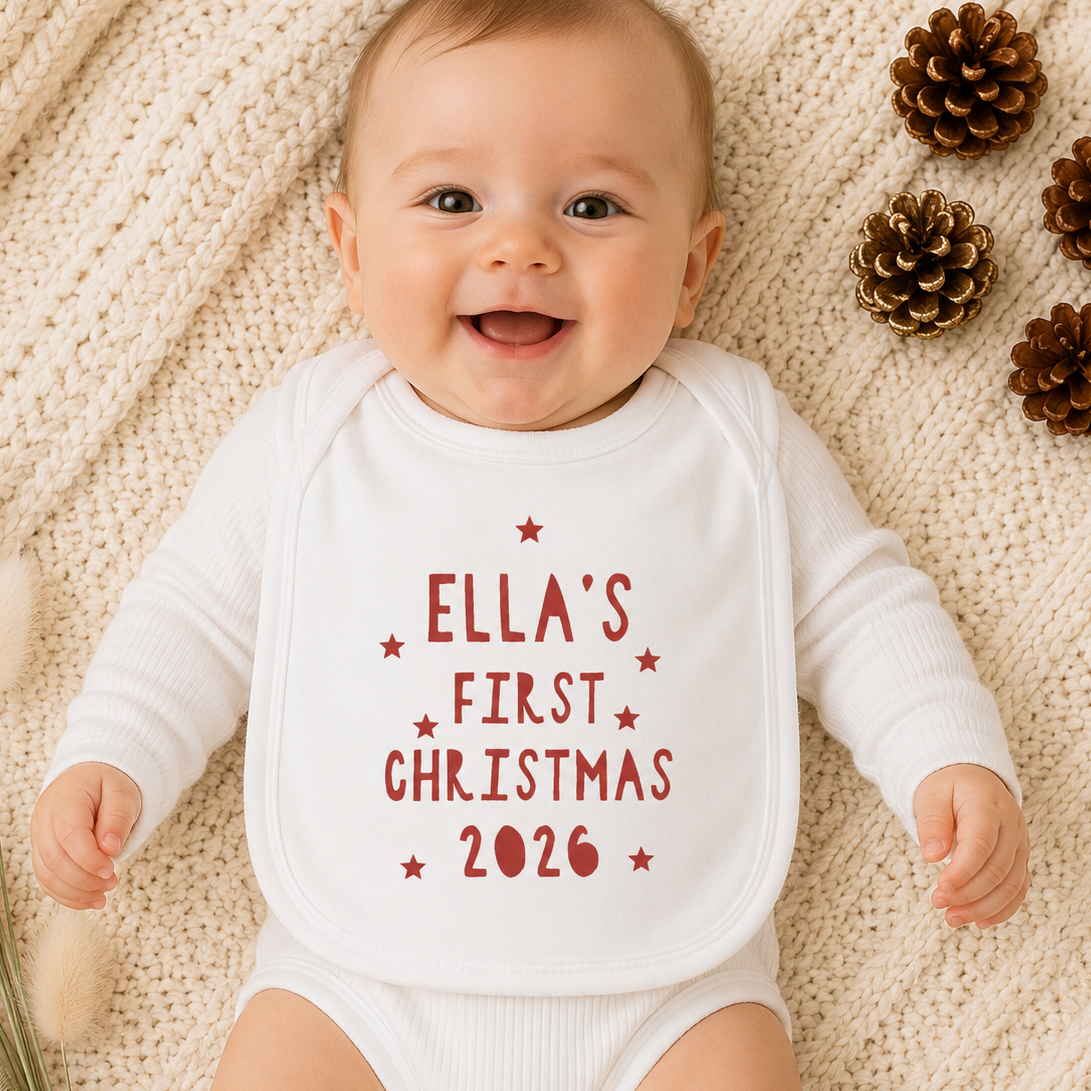 Personalised First Christmas Bib, Christmas Dinner Bib, Personalised Christmas Baby Bib, First Christmas Gifts, New Baby Christmas Gifts