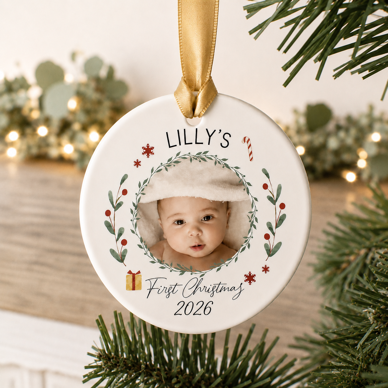 Personalised Baby 1st Christmas Bauble, Baby Christmas Ornament, My First Christmas, Baby Photo Bauble, New Baby Xmas, Christmas Gift,