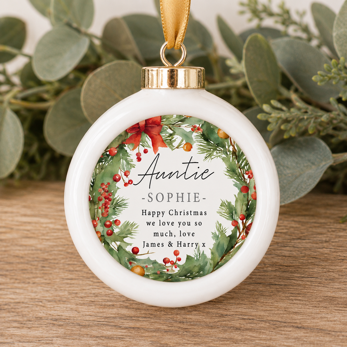 Christmas Auntie Bauble, Auntie Xmas Gift, Aunty Keepsake, Aunt Gift, Custom Bauble, Personalised Bauble, Aunty Gift, Family Gift, Christmas
