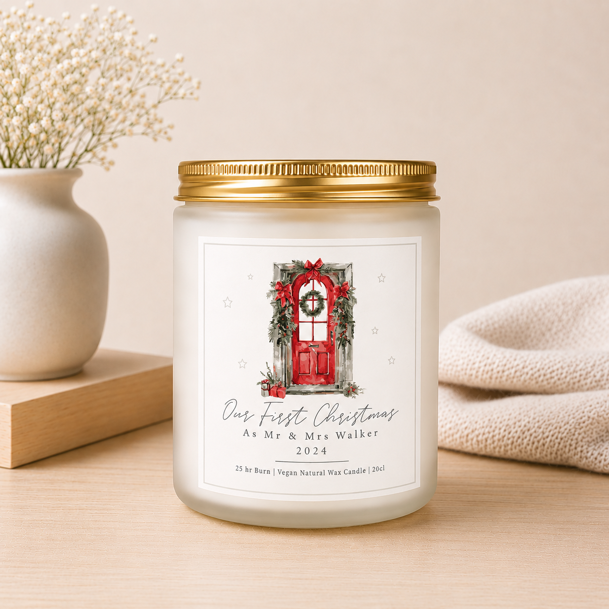 Personalised First Christmas as Mr and Mrs Candle, Mr and Mrs Xmas Candle, First Christmas Married Gift, Mr & Mrs Xmas Candle, Xmas
