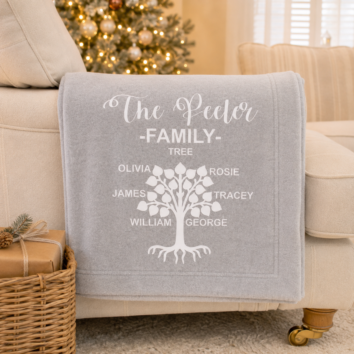 Personalised Family Tree Christmas Blanket
