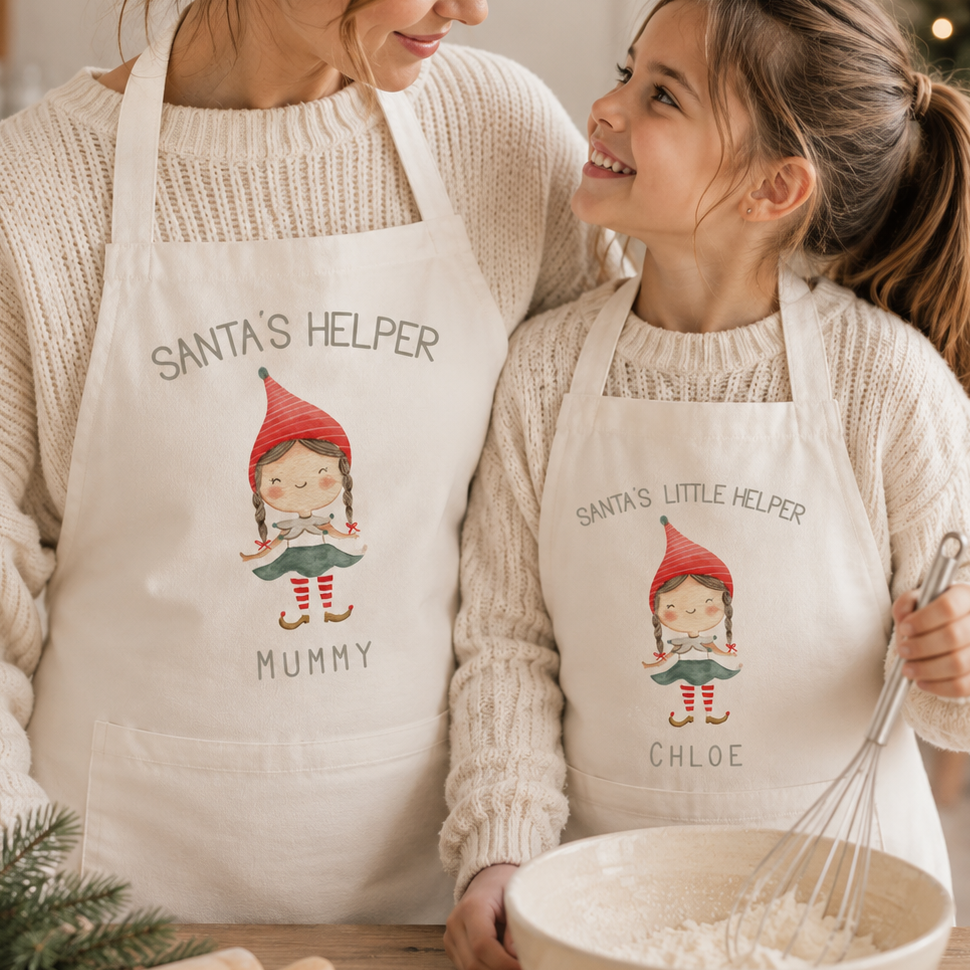 Personalised Christmas Family Apron, Christmas Elf Apron, Christmas Matching Apron, Family Aprons, Christmas Dinner Apron, Mum and Daughter