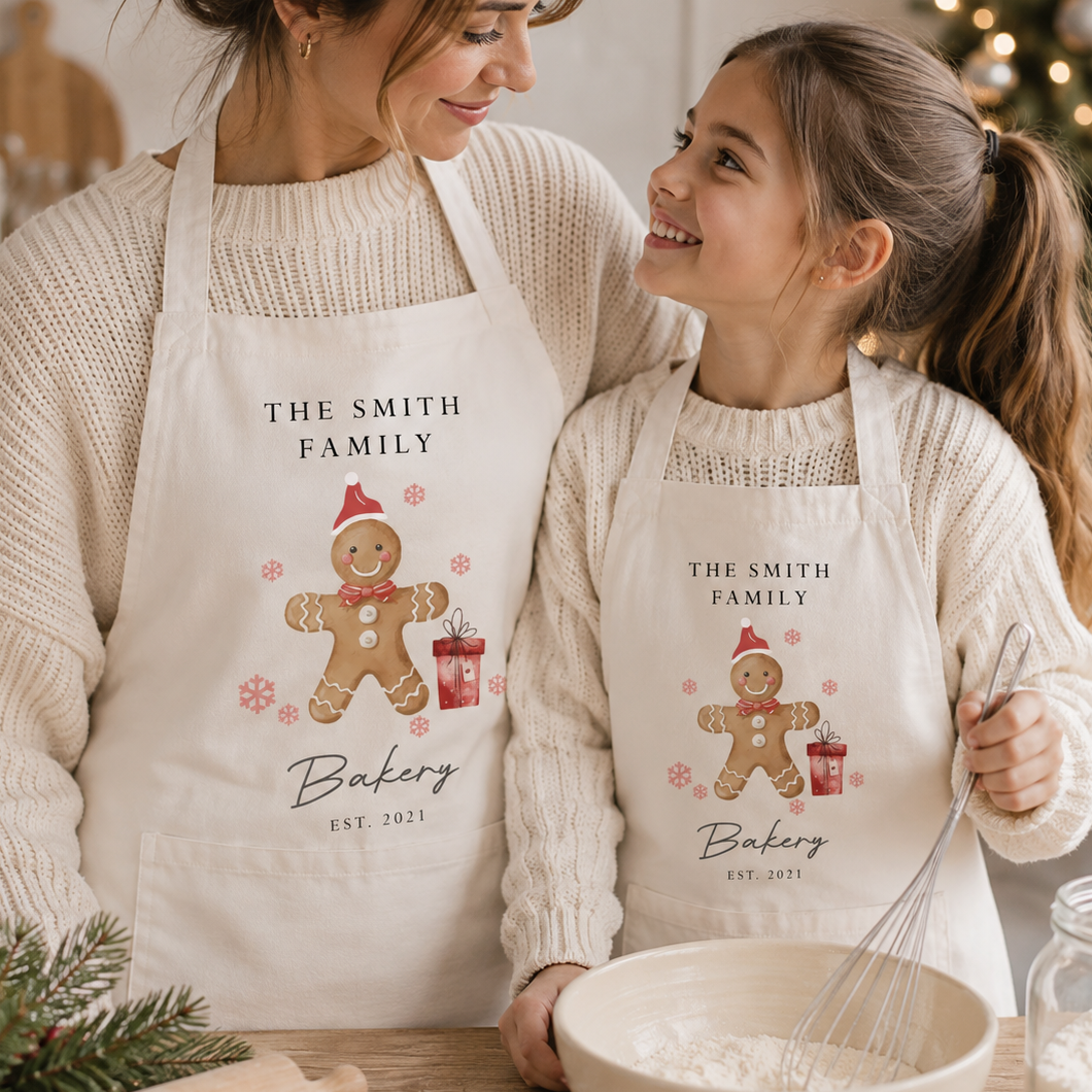 Personalised Christmas Family Apron, Christmas Gingerbread Apron, Christmas Matching Apron, Family Aprons, Christmas Dinner, Gingerbread