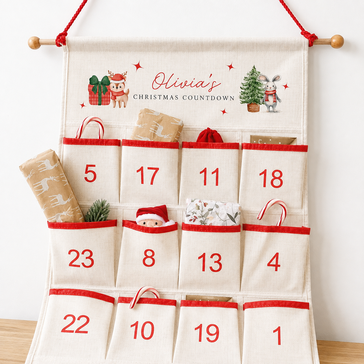 Personalised Christmas Reindeer Advent Calendar, Rabbit Christmas Countdown, Kids Advent Calendars, Family Advent Calendar, Christmas