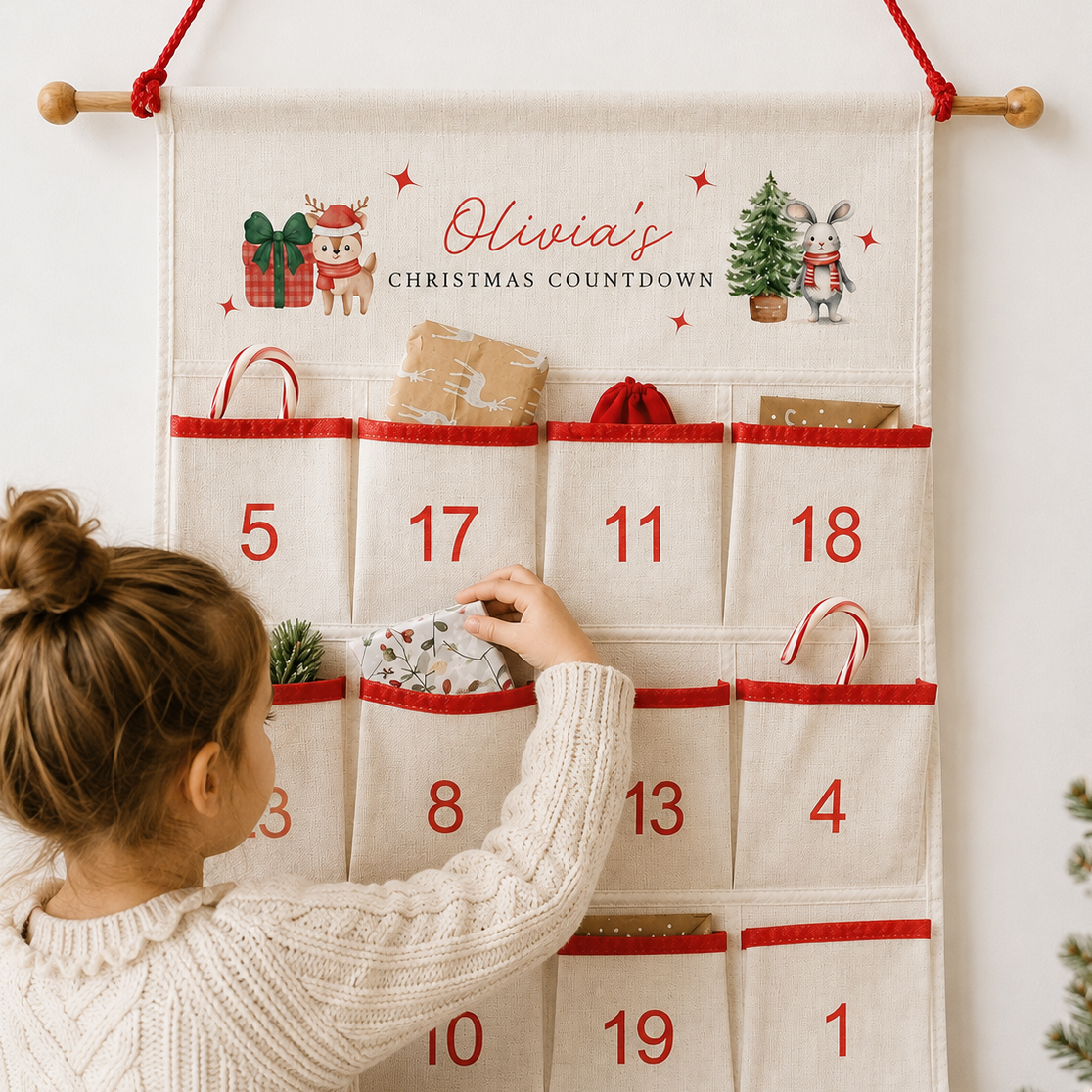 Personalised Christmas Reindeer Advent Calendar, Rabbit Christmas Countdown, Kids Advent Calendars, Family Advent Calendar, Christmas