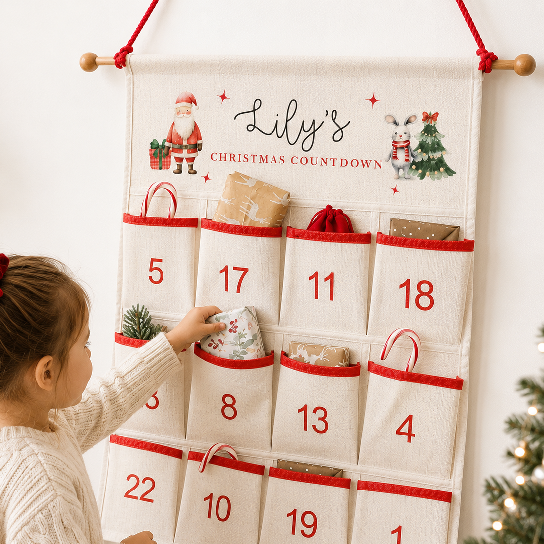 Personalised Christmas Advent Calendar, Christmas Countdown, Kids Advent Calendars, Family Advent Calendar, Christmas Decor, Refillable