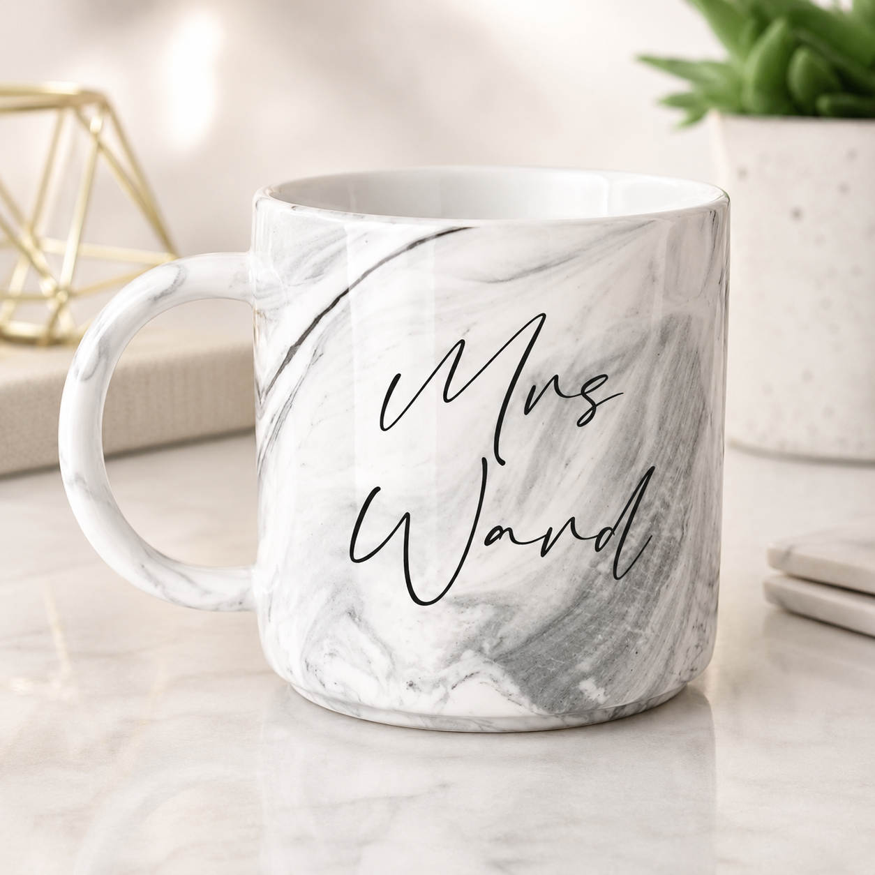 Personalised Marble Mug, Bride To Be Mug, Teacher Mug, Teacher Gifts, Personalised Work Mug, Name Mug, Coffee Mug, Gift for Her, Mrs Mug