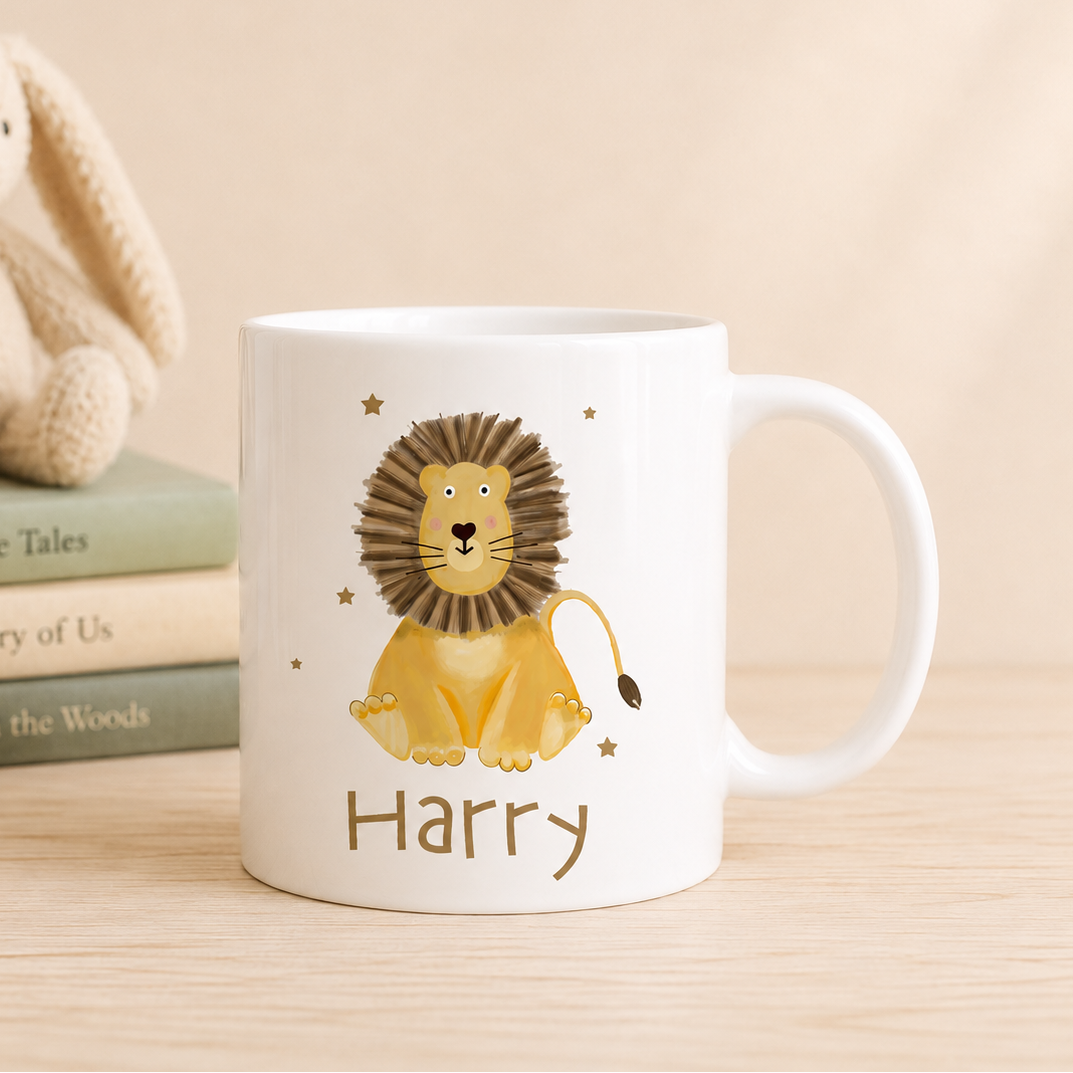 Personalised Lion Mini Mug, Lion Child Mug Gift, Personalised Gift For Her, Lion Birthday Gift, Mug Gift, Child Birthday Mug,
