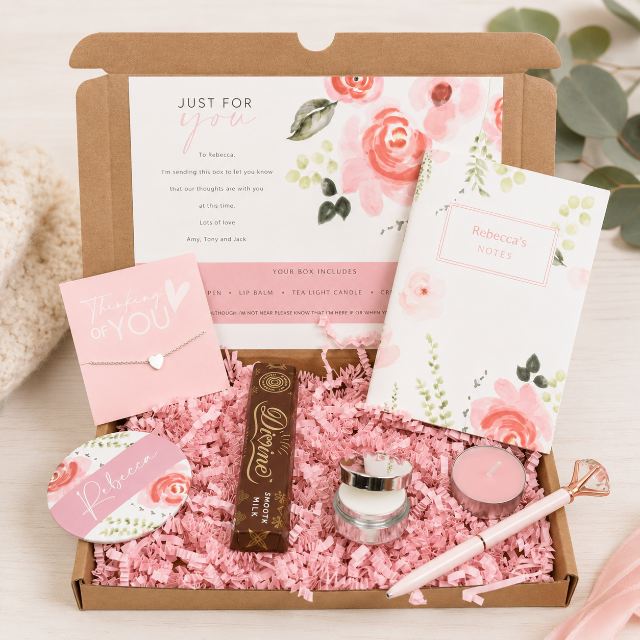 Personalised Thinking of You Letter Box Gift, Lockdown Thinking of you Gift, Quarantine Personalised Loss Gift Box, Condolence Gift, Loss