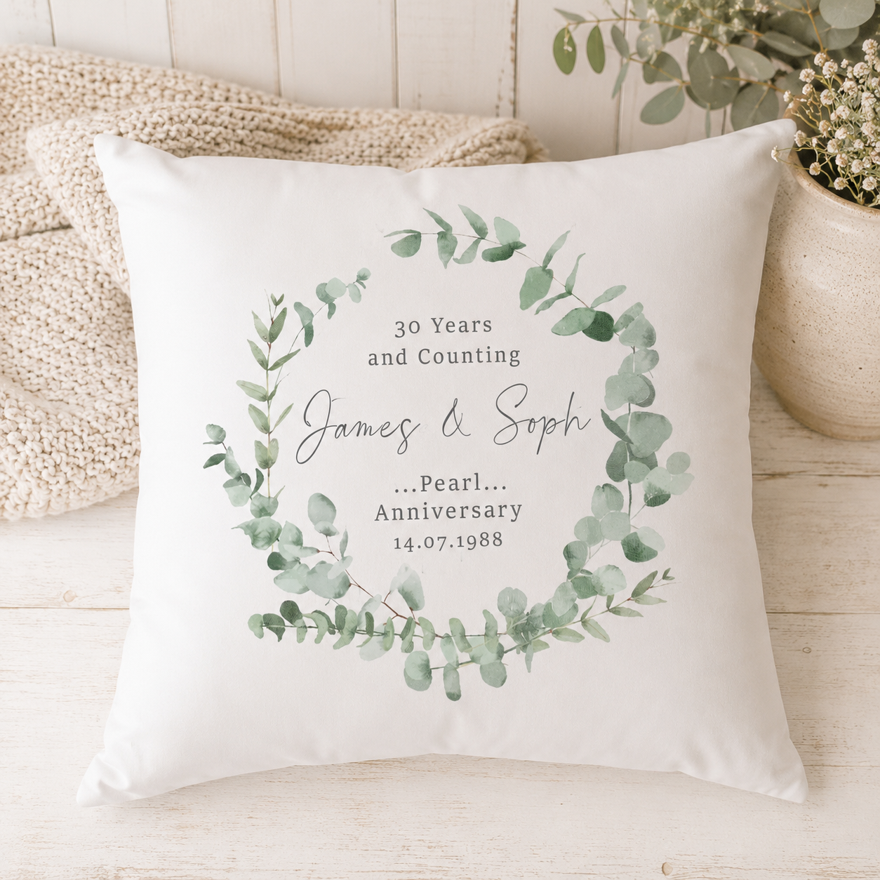 Personalised Anniversary Cushion Cover, Anniversary Gift, Love Couple Gift For Her, Personalised Gift Cushion, Anniversary Personalised Gift