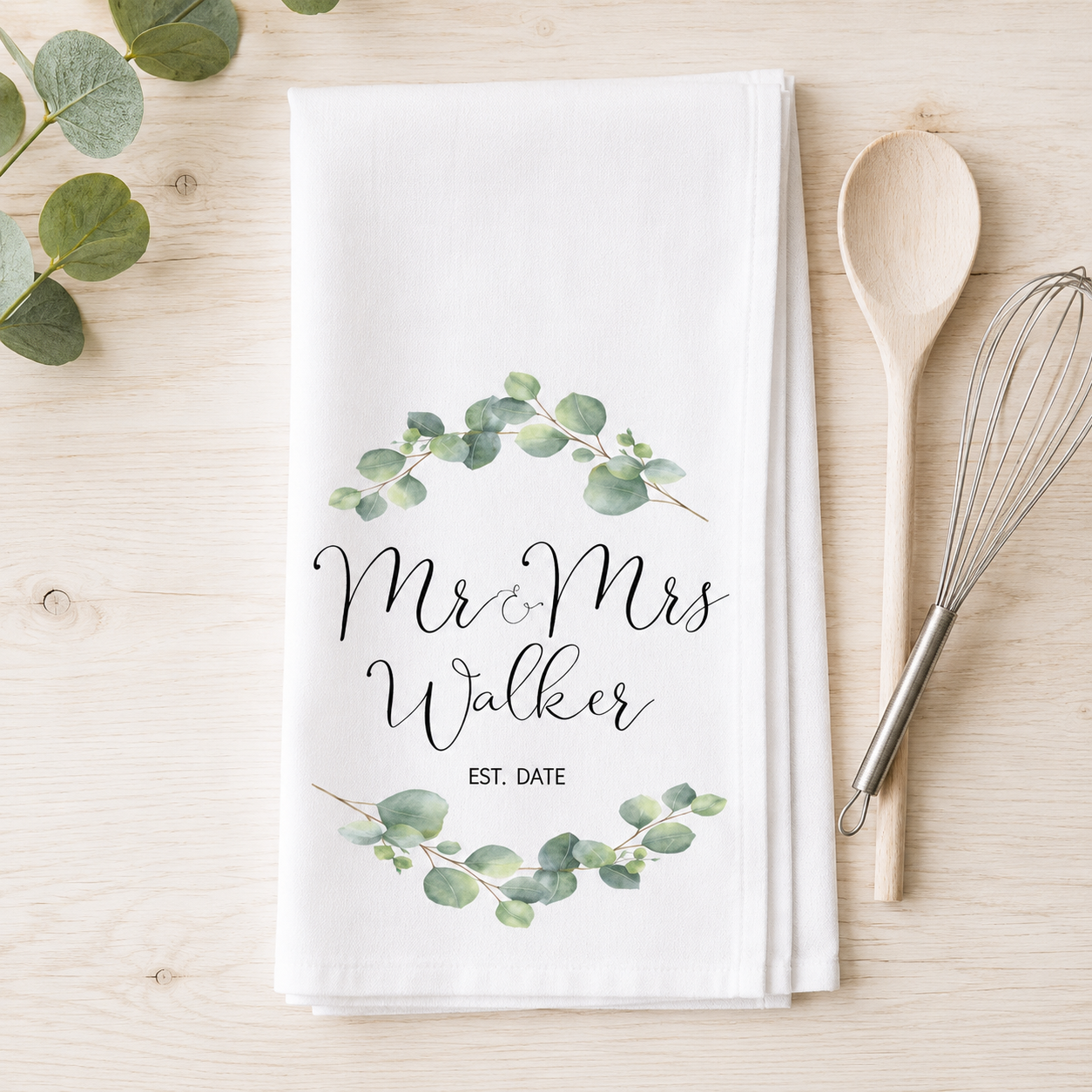 Mr & Mrs Personalised Tea Towel