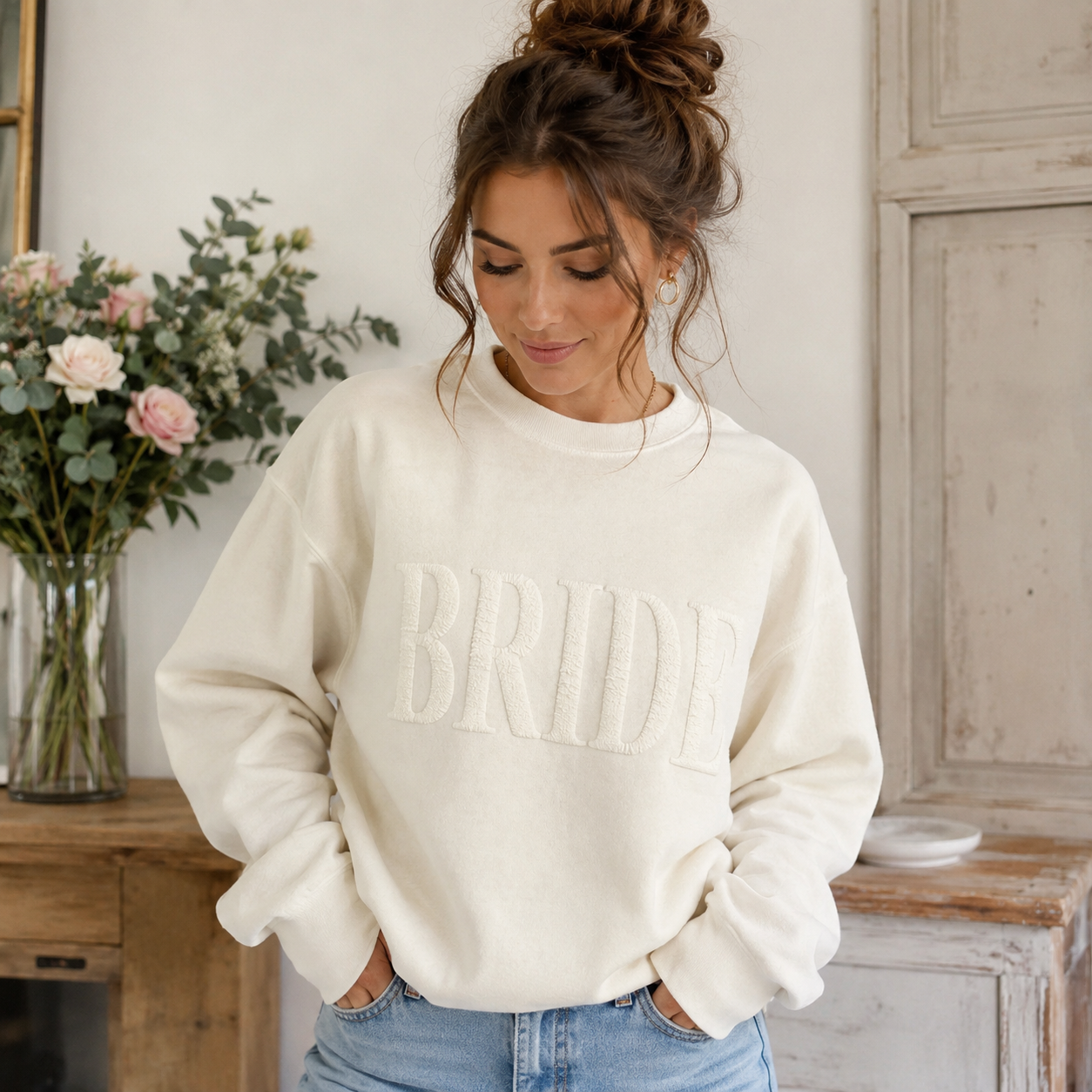 Bride Sweatshirt Embossed