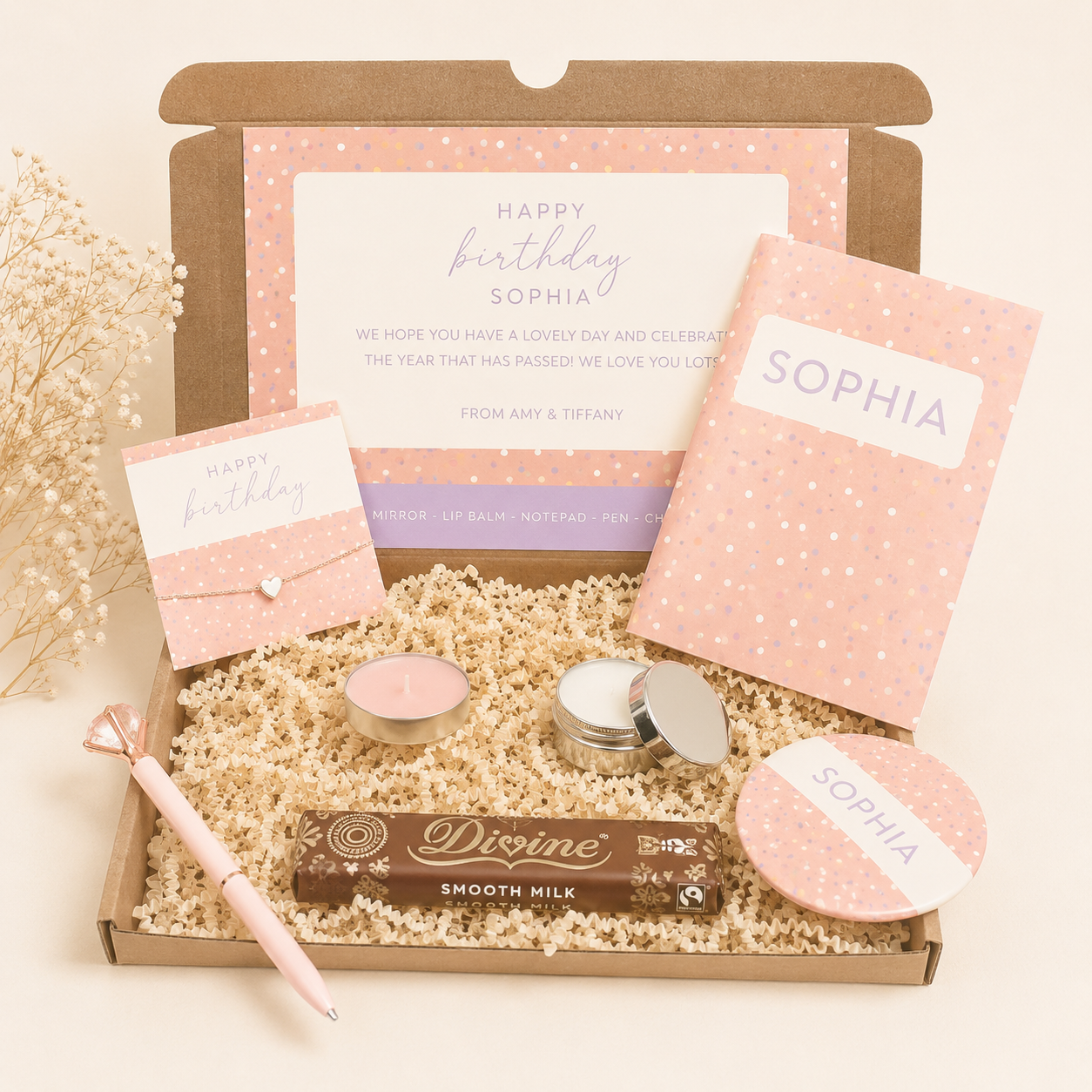 Personalised Happy Birthday Gift Box Filled, Birthday Letter Box Gift Box, Beauty Filled Gift Boxes, Spa Kit Box, Happy Birthday Gift, Her