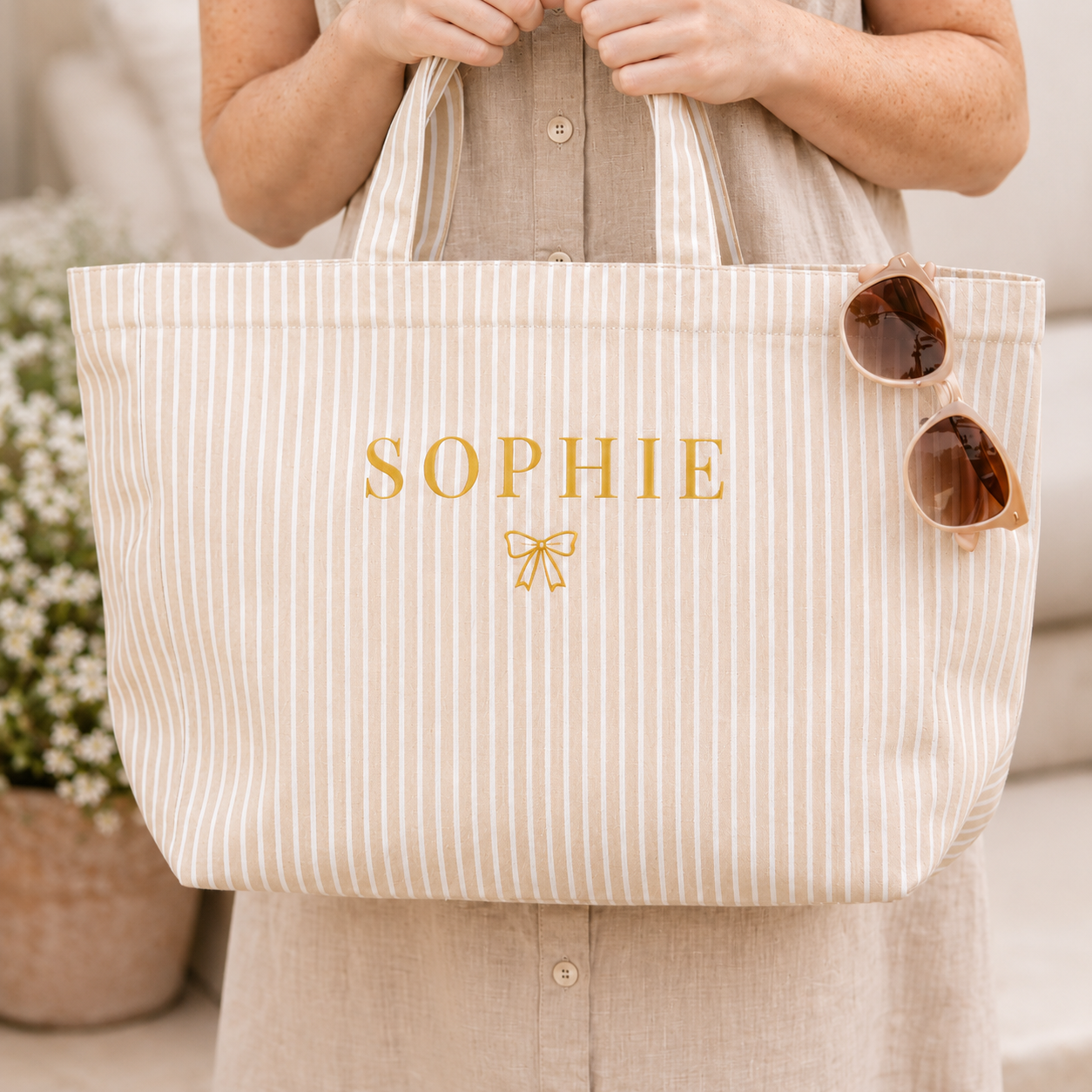 Personalised Biscuit Stripe Tote Bag