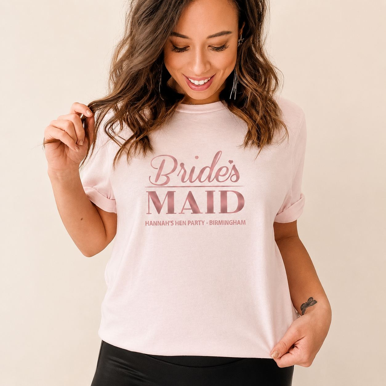 Personalised Bridesmaid T-shirt, Bridal Party T-shirts, Organic Hen Tops, Hen Night Hen Vibes T-shirts, Rose Gold Hen Tops, Maid of Honour