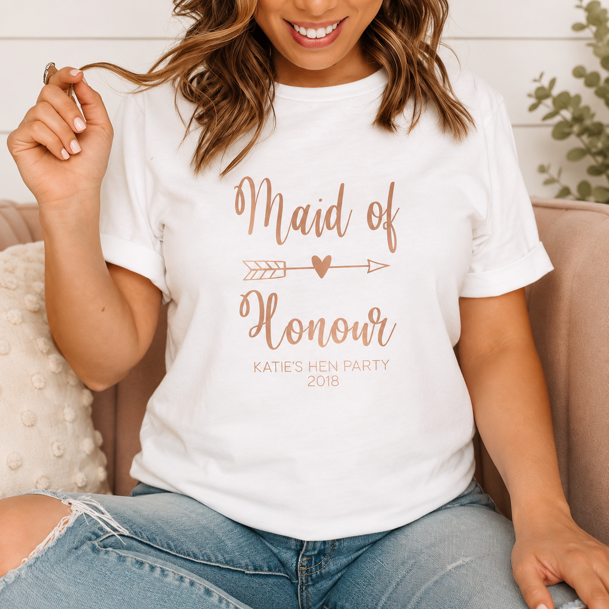 Personalised Maid of Honour Bride Tribe T-shirt, Rose Gold Hen Night T-shirts, Rose Gold Hen Party Tops, Bride Tops, Bride Tribe Party Tops
