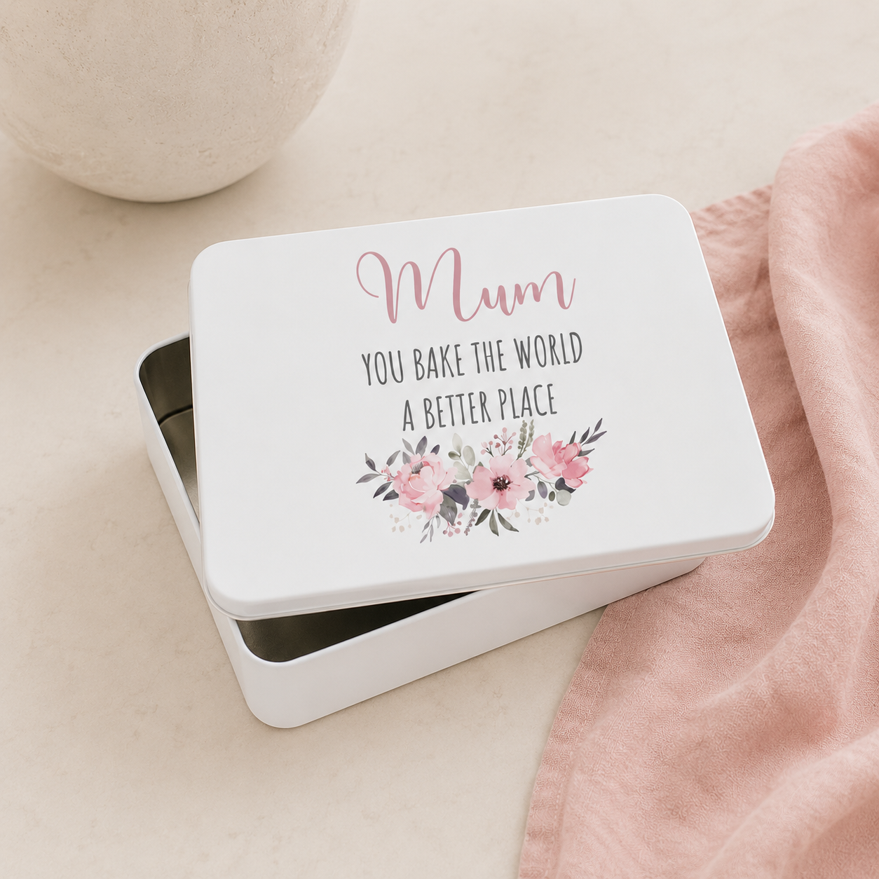 Personalised Baking Tin, Bake The World A Better Place, Mum Baking Gift, Personalised Mothers Day Gift, Cake Tin, Baking Gift, Mum Nan Gift