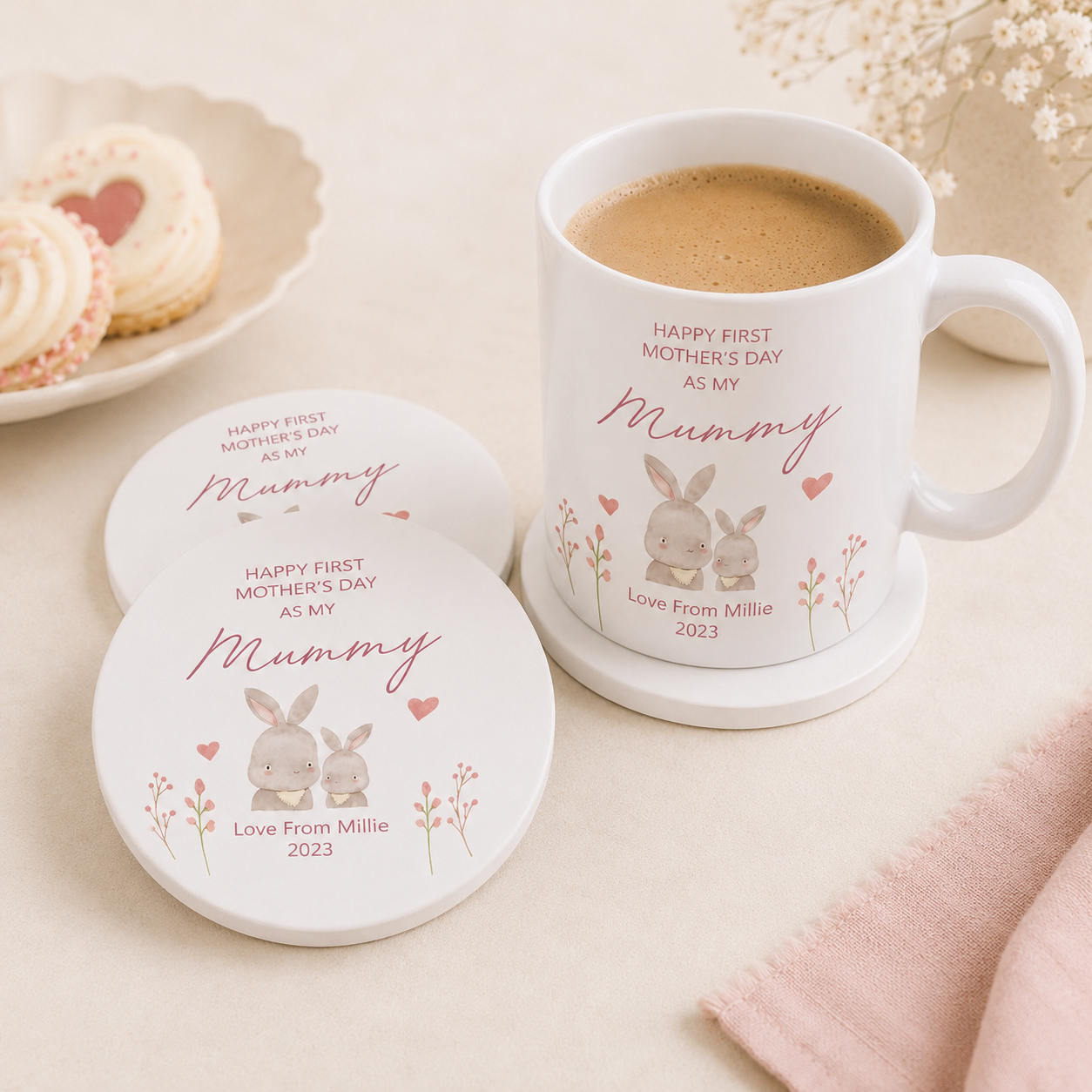 Personalised First Mother's Day as Mummy Gift, Mother's Day Mug Set, New Mum Gift, Mum Appreciation Gift, Mother's Day Mug Set