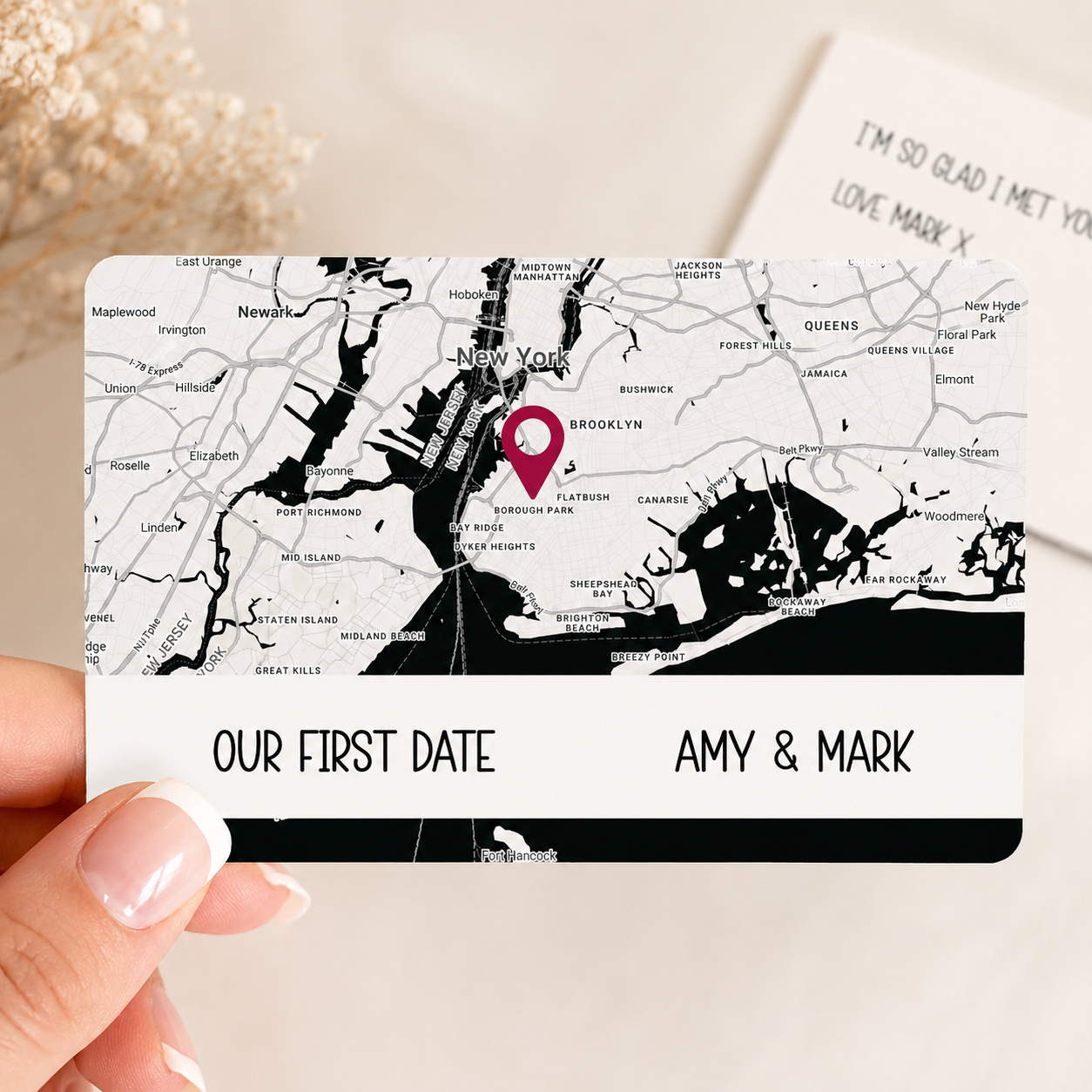Personalised Map Wallet Card, Where We Met, Couples Valentine's Gift, Custom Anniversary Gift, Keepsake For Him Her, Metal Map Wallet Insert