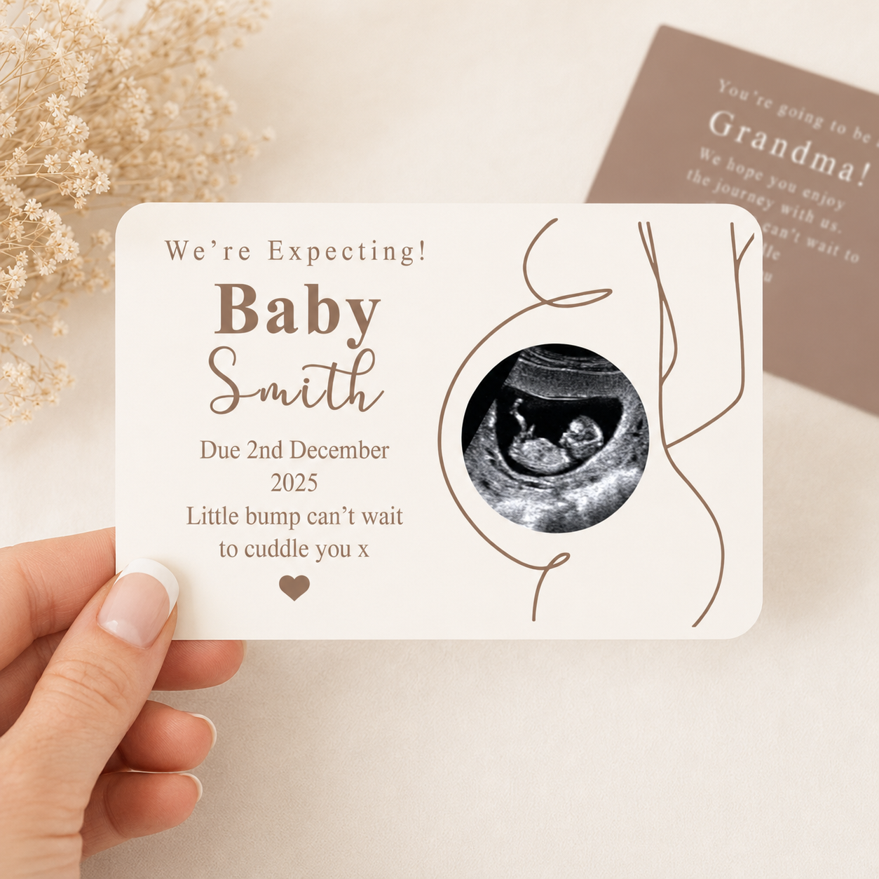 Personalised Baby Scan Gift, Nanny Baby Announcement Gift, Baby Ultrasound Picture Gift, Pregnancy Scan Card, Nan, Grandma Gift